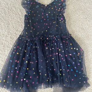 Hannah Banana Navy Dress with Multicolor Hearts